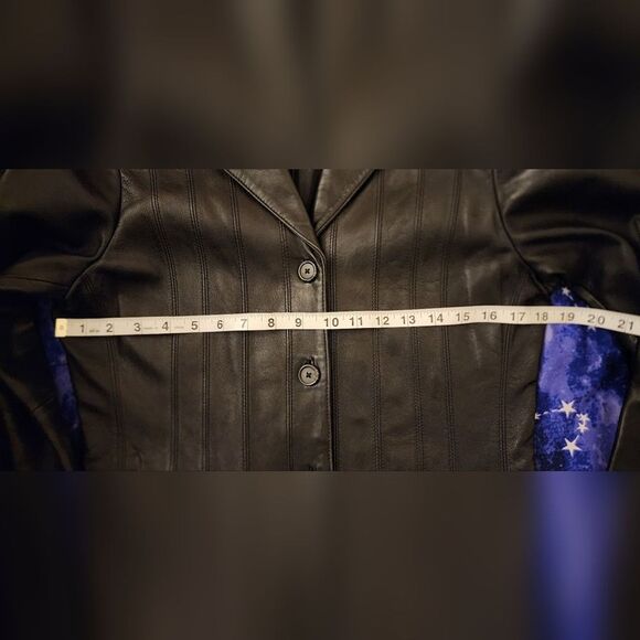 Mossimo Genuine Leather Jacket Women’s Small Black Button Front Blazer Style - Picture 4 of 7